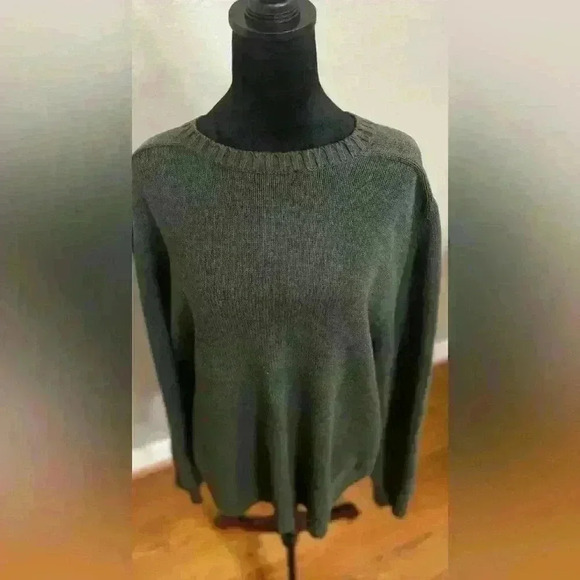 Lands End Heavy Knit Crew Neck Olive Green Sweater Women’s Size XL - Picture 4 of 6